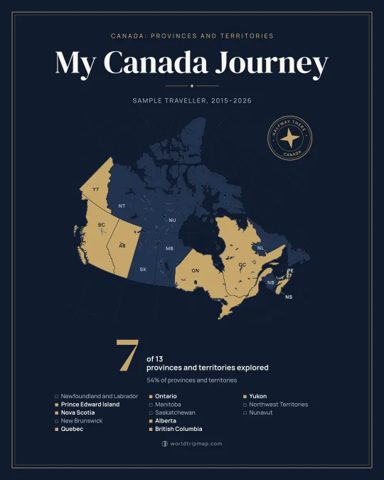 Example travel poster: Midnight Atlas, Canada, as a 4:5 post. Sample data.